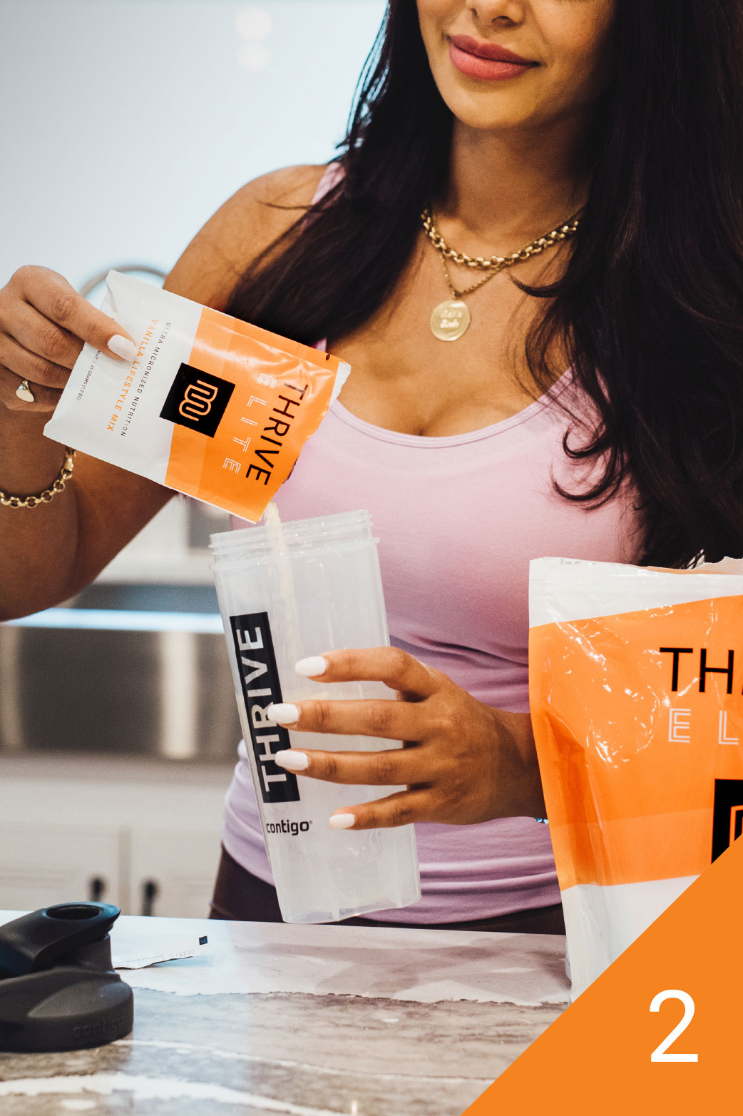 Step 2 drink THRIVE Elite shake
